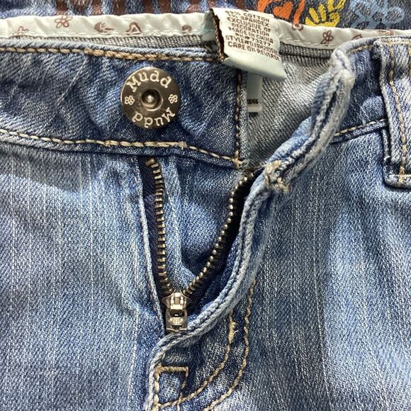 Y2K 90’s Vintage Mudd Light Wash Distressed Holed Patchwork Bootcut Jeans Women’ - Picture 11 of 14